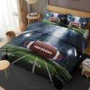 Football Full Comforter Set, Rugby Field Football Bedding Set 3 Piece, All Season Soft Toddlers Children Adults Bedroom Bed Decoration Comforter and 2 Pillow Shams (Brown Green)