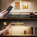 Picture Lights for Wall Rechargeable, 5200mAh Battery Operated Poster Light with Remote & Timer, 13" Dimmable Art Light, 3 Color Temperatures for Artworks, Paintings, Gallery, Canvas (1 Pack)