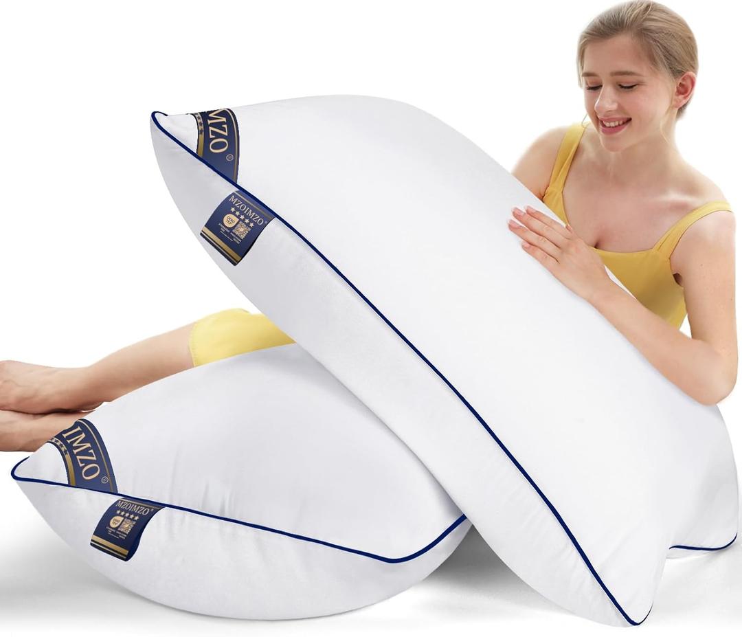 MZOIMZO Supportive Firm Bed Pillows for Sleeping- King Size, Set of 2, Cooling Hotel Quality with Premium Soft Down Alternative Fill for Back, Stomach or Side Sleepers, 20''x34'' (Blue)