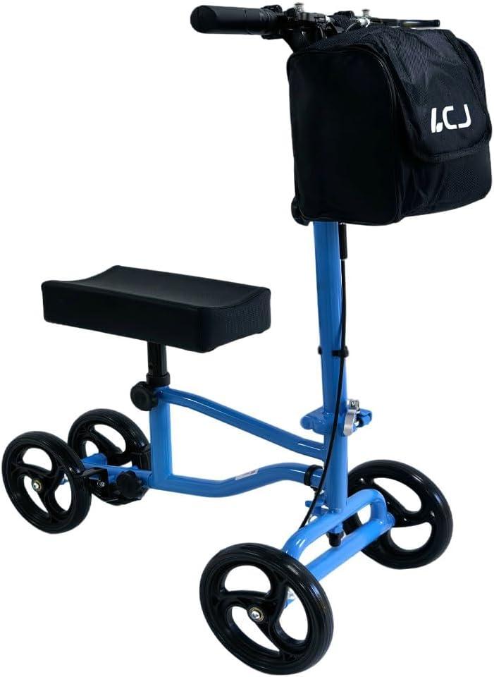 Knee Scooter,Economical Foldable Steerable Knee Walker,for Adults Foot Surgery,Injured Ankle Recovery Scoote(Blue-Standard Version)