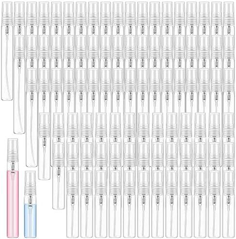 Zhehao 200 Pcs Mini Spray Bottles 5 ml, 10 ml Clear Glass Perfume Bottles Refillable Fine Mist Perfume Atomizer Portable Empty Sample Containers for Cleaning, Essential Oils, Travel (Clear Cap)
