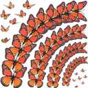 30 Pieces Monarch Butterfly Decoration, 3D Artificial Fake Butterflies Magnetic Accessories for Fall Halloween Day of The Dead Party Favors Hanging Ornaments Craft Home Wall Decor5 Size (4.5 cm, 6 cm, 8 cm, 10 cm ,12 cm, Orange)