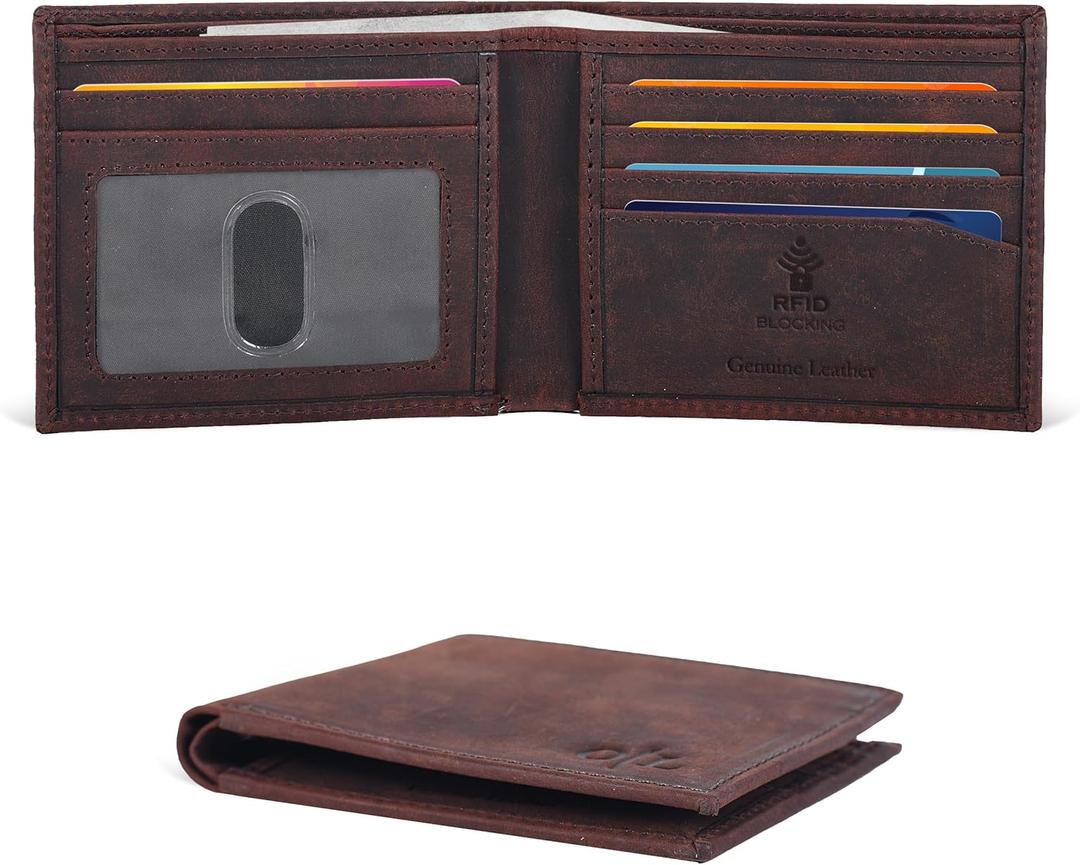 Slim Leather Wallet for Men - RFID Wallets Credit Card Holder Ultra Thin Gift for Mens, Front Pocket Minimalist Design