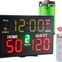 YZ Battery Powered Electronic Basketball Scoreboard Timer Clock with Buzzer, Portable Tabletop Digital Scoreboard with Remote, Wall-Mounted Professional Score Clock Score Keeper for Multisports