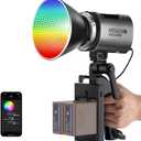 NEEWER MS60C 65W COB RGBWW LED Video Light with Battery Kit, 2.4G/APP Control, 2X 7800mAh NP-F970 Battery PD Fast Charging, 2700K-6500K, 8300lux/1m, CRI97+/TLCI98+, 17 Scenes, Bowens Mount