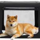 NEWBULIG Collapsible Dog Crate 30 Inch, Portable Travel Crate for Dogs and Cats, Soft Foldable Pet Kennel with 3-Door Mesh Windows Indoor & Outdoor (29.9"L x 20.9"W x 25.0"H, Black)