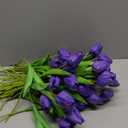 Janinka 50pcs Artificial Tulip Flowers Fake PU Tulips Faux Latex Bouquet Flower Centerpieces Arrangement Floral for Mother Day Wedding Spring Decorations (Dark Purple)