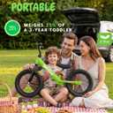 Bicystar 14 Inch Balance Bike for Kids 3-6 Year Old, No Pedals, Air Rubber Tires, Adjustable Height, Pedalless Bicycle for Boys, Girls, Green