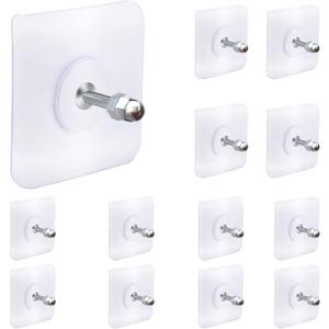 AIERSA 13 Pack Wall Hooks for Hanging,Screw Free Sticker for Mount Wall Shelf, 2 in 1 Reusable Adhesive Hooks Heavy Duty, Waterproof Rustproof and Oilproof for Kitchen, Bathroom, Home, Office(16mm)