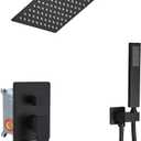 Matte Black Shower System with High Pressure 8'' Rainfall Shower Head, Handheld Shower head, Bathroom Luxury Rain Mixer Shower Combo Set Wall Mounted Shower Faucet Rough-in Valve and Trim Kit
