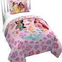 Jay Franco Kids Duvet Cover Set – 2 Piece Super Soft Bedding with Sham Pillowcase, Cover ONLY Comforter Not Included, Pink - Princess, Twin