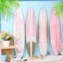 Threan 4 Pcs Large Surfboard Wall Decors Girls Boys Wooden Beach Room Decor 23.6" x 5.4" Preppy Surf Board Hanging Signs Aesthetic Tropical Wall Art for Bedroom Living Room Bathroom Decors(Pink)