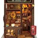 The Timeless Cafe Book Nook Vintage Miniature Dollhouse with LED Lighting, DIY 3D Puzzle Bookshelf Decor for Adults, Coffeehouse Gifts for Book Lovers