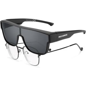 ROCKBROS Polarized Fit Over Glasses Sunglasses Wrap Around UV400, Medium