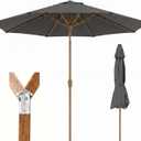 9ft Outdoor Patio Umbrella, Market Table Umbrella with Crank and Easy Push Button Tilt, Wood Grain Frame, UPF 50+ for Pool, Garden, Deck, Backyard