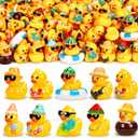 120 Pcs Summer Mini Resin Ducks 10 Beach Vacation Styles Tiny Cruise Ducks to Hide Miniature Hawaii Duck Figurines for Pool Party Favors DIY Crafts Cake Toppers Fairy Garden Aquarium Desk Decor