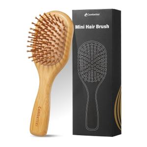 Mini Bamboo Hair Brush for Hair Growth - Detangling Scalp Massage Brush for Women, Men & Kids For All Hair Types, for Travel Small Hairbrush (yellow)