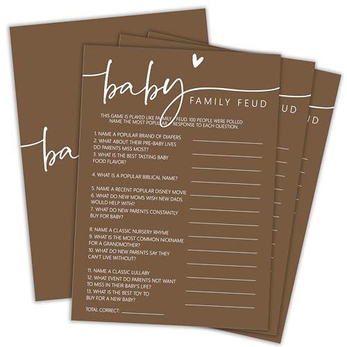 OXRUN Hilarious Baby Shower Games, Baby Family Feud, 30 Double-Sided Fill in Game Cards & 1 Answer Card for Gender Reveal Party Favor Decorations Supplies - A06