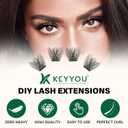 KEYYOU Lash Clusters 144pcs Individual Lashes D Curl 16mm Eyelash Clusters Super Lightweight Air Touch Cluster Lashes Soft&Wispy Comfortable Easy to DIY at Home(Air01-D-16mm)