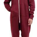 Adult Onesie Pajama for Men & Women | One Piece Hooded Jumpsuit, Ultra Soft Fleece | Loungewear, Sportwear (Red, XXL)