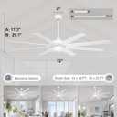 72 Inch Large Ceiling Fans with Lights, 8 Blades White Ceiling Fan Remote/APP Control, Dimmable, Reversible Big Ceiling Fan for Indoor/Covered Outdoor