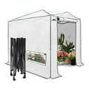 EAGLE PEAK 8x6 Portable Walk in Greenhouse, Pop Up Indoor Outdoor Greenhouse, Green House Kit with Zippered Roll-Up Doors and Windows, Woven Cover, Translucent