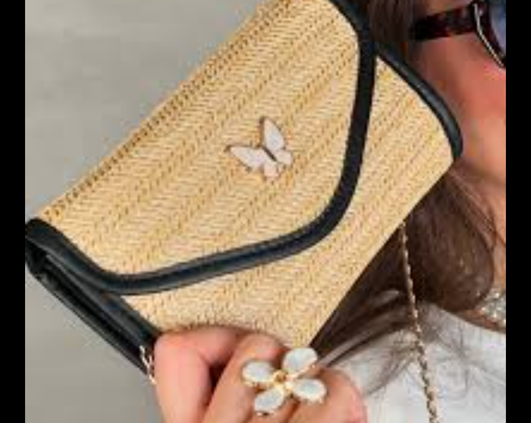 Women's Vintage Woven Straw Handbag Bohemian Style Elegant Handbag for Party, Holidays and Daily Use, Pack of 2