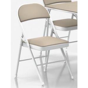 VECELO Portable Folding Chair Set Collapsible Legs & Vinyl Upholstery, Metal, Beige (4pcs)