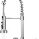 Wall Mount Kitchen Sink Faucet, 8 Inch Center Wall Mount Kitchen Faucets with 3-Function Pull Down Sprayer, Dual Handles Commercial Faucet for Kitchen Laundry Restaurant (Brushed Nickel)