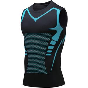 Compression Shirt Men Slimming Body Shaper Vest Crewneck Workout Shirts Tummy Control Undershirts (Black), M