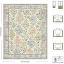 8x10 Area Rugs, Machine Washable Low Pile Floral Rugs for Living Room, Bedroom, Large Boho Area Rug with Non-Slip Backing for Dining Room(Beige Floral)