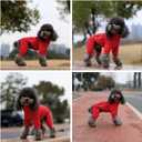 Lovelonglong Warm Dog Coat, Windproof Jacket for  Dogs, 4 Legged Fleece Winter Coat with Zippered Closure, Red XXXXL