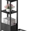 C Shaped End Table, Small Side Table for Couch, Recliner, Slide Under Sofa Tray Desk Snack Tables with Storage Bag for Living Room,Bedroom, Small Spaces - Black