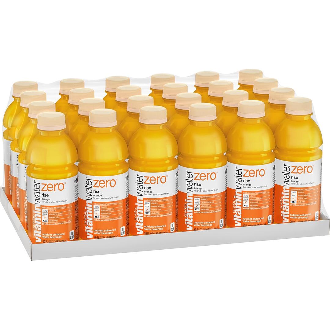 Vitamin Water Zero Rise, Electrolyte Enhanced Water w/ Vitamins, Orange Drinks, 20 Fl Oz, 24 Pack, Best By: 09/15/25