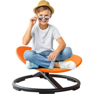 Autism Kids Swivel Chair,Sensory Spinning Chair for Kids,Toddler Spinner seat Carousel Spin Sensory Chair for Kids,Training Body Coordination,Metal Base Non Slip Safer (Orange)