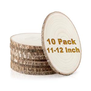 Set of (10) 11-12 Inches Large Wood Slices, Wood Centerpieces for Tables, Wood Slices for Centerpieces, Unfinished Wood Rounds for Wedding, Baby Shower, Party, Natural Paulownia Wooden Slabs