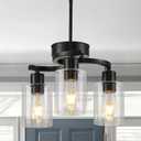 3 Lights Farmhouse Black Chandeliers Adjustable Height Hanging Modern Industrial Ceiling Pendant Lights for Kitchen Island Living Room Foyer Entry Bedroom Staircase