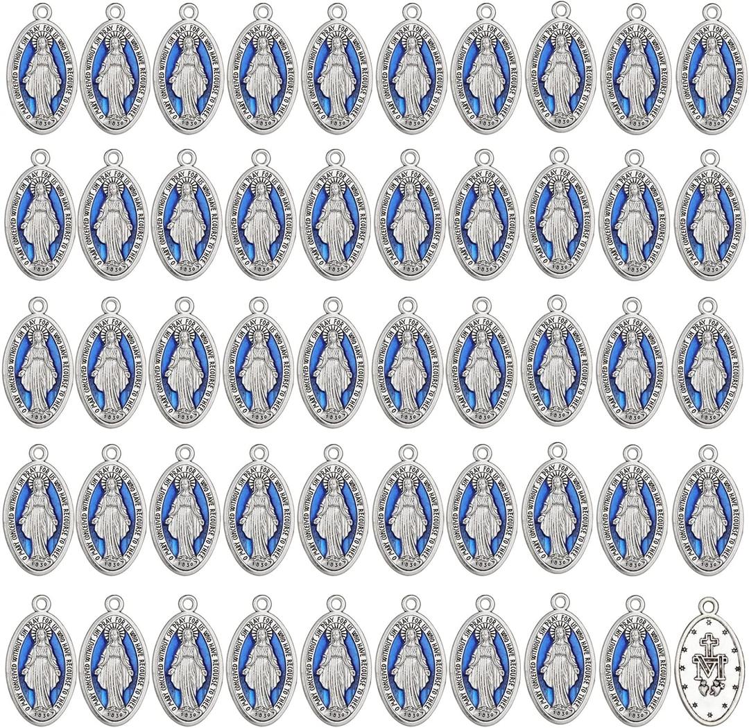 Miraculous Medal/St. Benedict/Crucifix Cross Charms Pendant for DIY Rosary Necklace Jewelry Making Prayer Beads Part 30pcs 