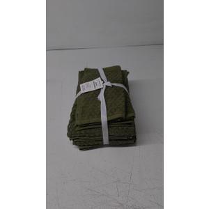 Superior Cotton Face Towel/Washcloth Set, Zero Twist, Waffle Border, Small Facial Towels, Spa, Hotel, Guest, Home, Bathroom Basics, Plush Soft Absorbent, Luxury Quick Drying, Set of 6, Forest Green, Size 12"x12"