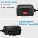 ssontong Upgraded OBD2 OBD Power Cable for Dash Camera, OBD to Type-C USB OBDII Adapter Hardwire Charger Cable 24 Hours Surveillance and Acc Two Mode with Switch Button (Type-C USB Port)