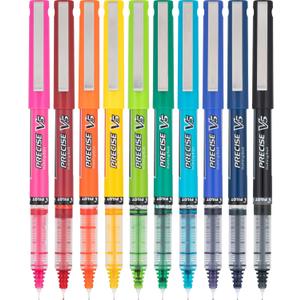 PILOT Precise V5 Stick Liquid Ink Rolling Ball Stick Pens, Extra Fine Point (0.5mm) Assorted Ink Colors, 10-Pack (12562)