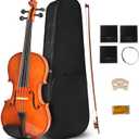 16 Inch MA250 Acoustic Viola, Varnish Solid Wood Viola with Case, Bow, Rosin, Musical Instrument Viola Set for Adults, Beginners Students