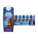 Pure Protein Chocolate Protein Shake, 30g Complete Protein, Ready to Drink and Keto-Friendly, Vitamins A, C, D, and E plus Zinc to Support Immune Health, 11oz Bottles, 12 Pack (EXP 01/13/27)