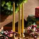 CANDWAX 8 inch Gold Taper Candles Set of 4 - Christmas Candles Taper Dripless - Tall Candles Long Burning Fragrance-Free - Gold Candlesticks