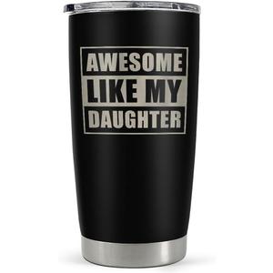 SANDJEST Gift from Daughter to Dad - 20oz Tumbler with Lid for Father - Insulated Stainless Steel Mug - Funny Coffee Mug for Outdoor Travel Sport Office, Gifts for Birthday Fathers Day
