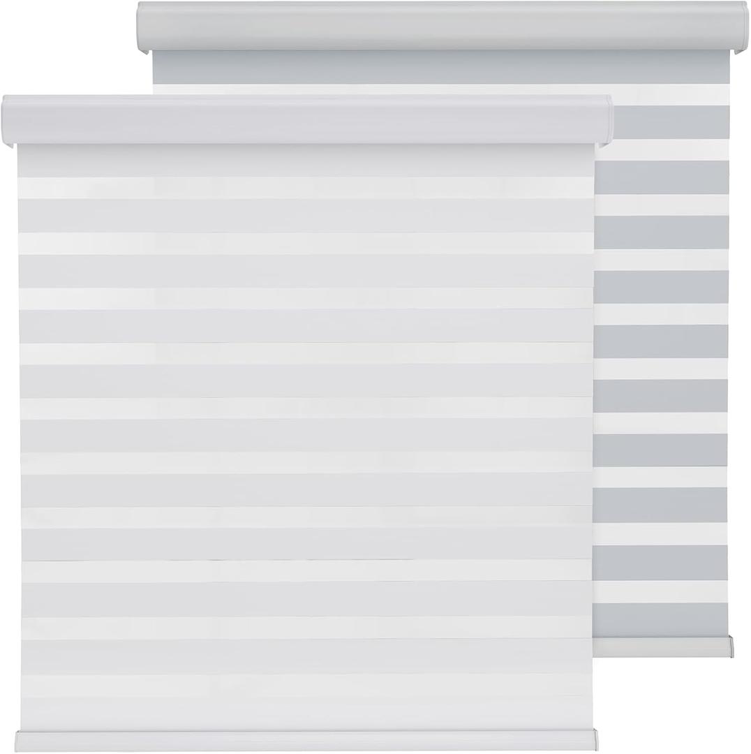 Window Binds for Home - Cordless Roller Window Shades, Dual Layer Light Filtering Roller Shades, 20" W x72 H, White, Easy Install Day Night Zebra Blinds, Office, French Door