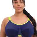 Elomi Womens Energise Sports Bra: High Impact Support. Non-Compression Design, Racerback Option. UK Sizes D-k, Us Sizes D-o (32GG, Navy)