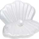 Zcaukya Inflatable Seashell Pool Float, 45.2 Inch Giant Clam Air-Filled Toys with Pearl Ball for Kids Birthday Party Swimming Pool Summer Beach Party Mermaid Ocean Theme Party Decor