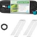 LINEX Garden Flat Soaker Hose 1/2" x 25 ft with Stake for Garden Beds Drip Sprinkler Hoses Heavy Duty Save Water 80%