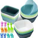 Silicone Cupcake Liners 34 Pack Baking Cups Muffin Liners Nostick Cake Molds Bento Lunch Box Dividers